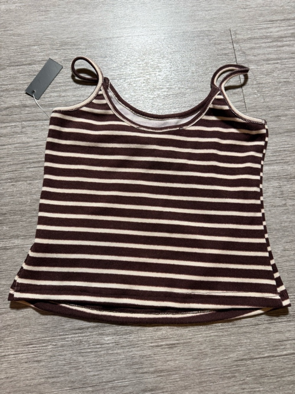Lioness Brown and Cream Striped Ribbed Camisole - Picture 4 of 6